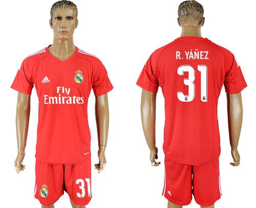 Real Madrid #31 R.Yanez Red Goalkeeper Soccer Club Jersey